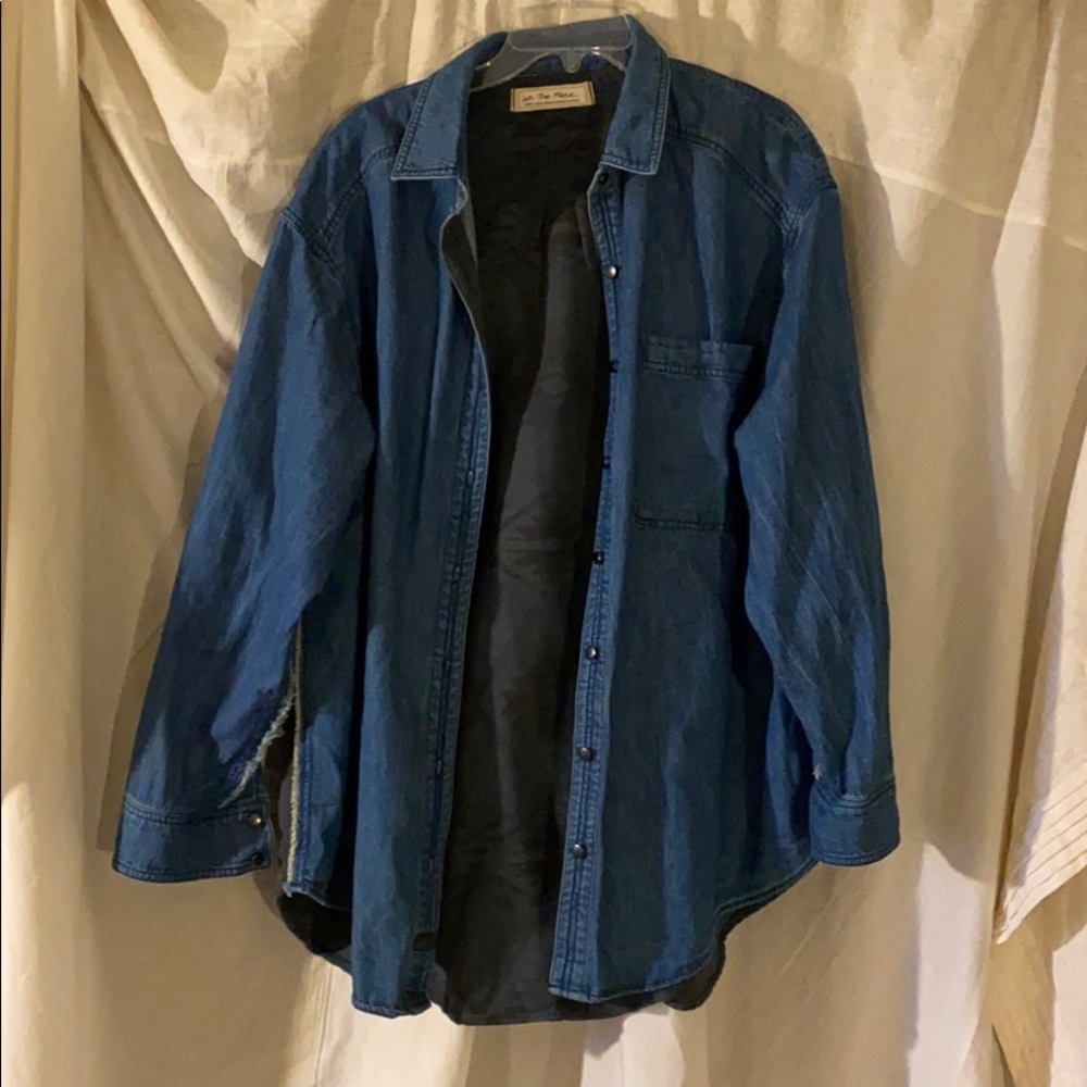 Free People oversized denim shirt